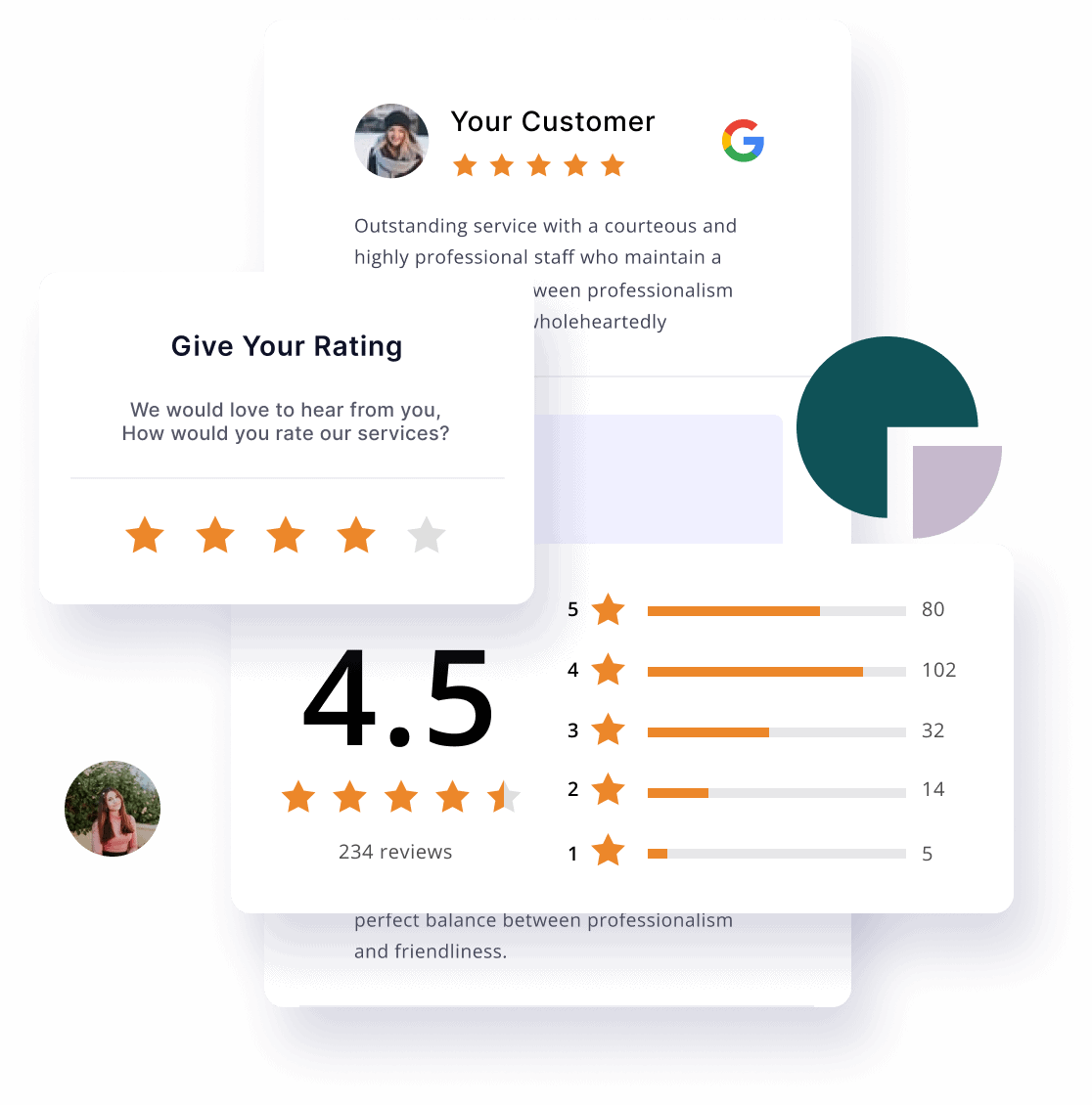 A customer review page with a five star rating.