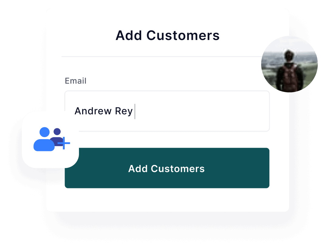 The add customers page with an image of a man and a woman.