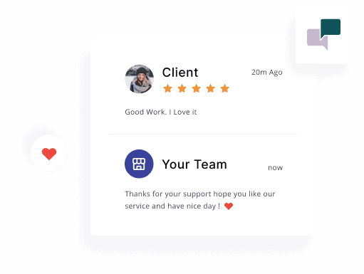 A customer review page with a star and a heart.