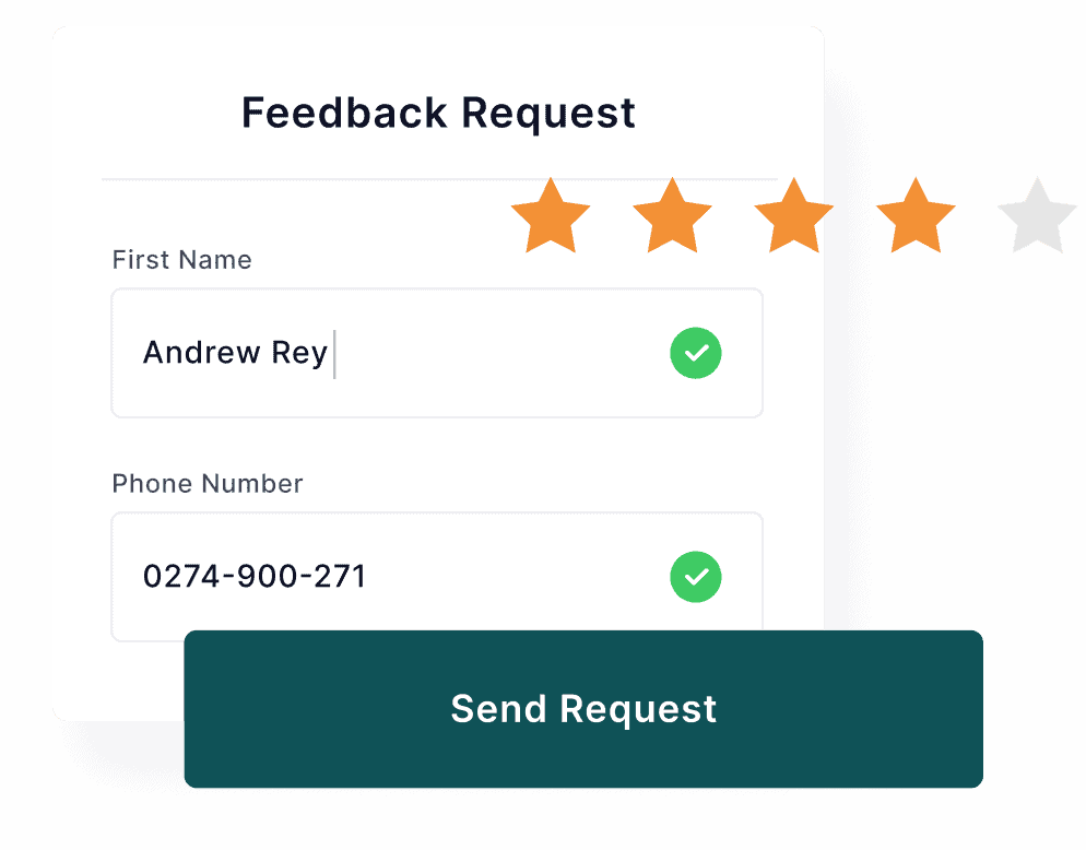 A feedback request form with stars on it.